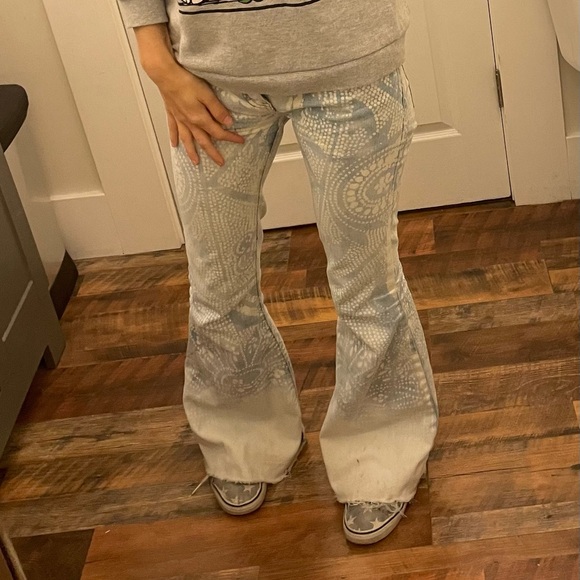 Free People RARE Bali Jeans Bleached Flared Bell Bottoms Boho Hippy Pants 25 - Picture 2 of 13